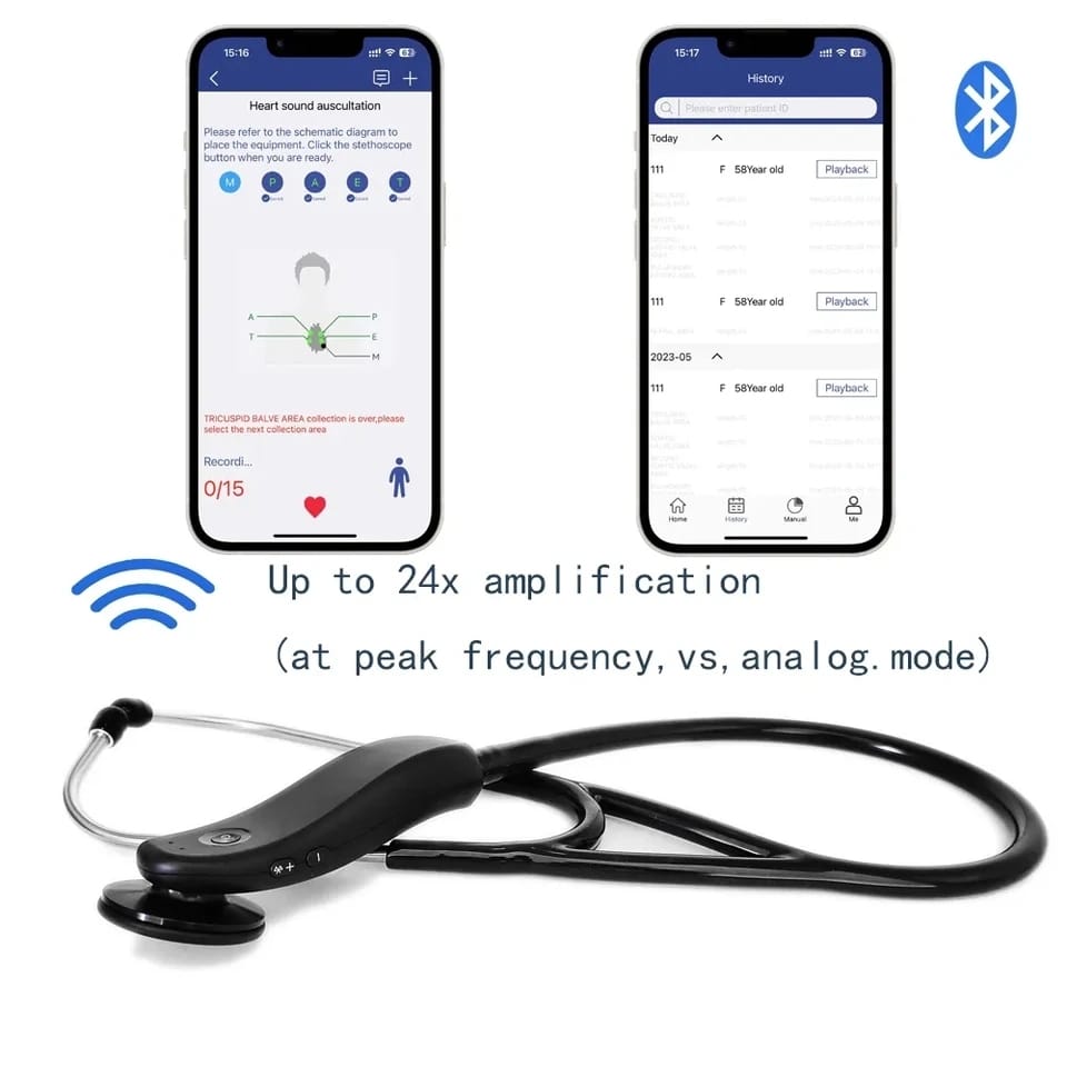 Digital Medical Bluetooth Electronic Stethoscope - Navy Blue