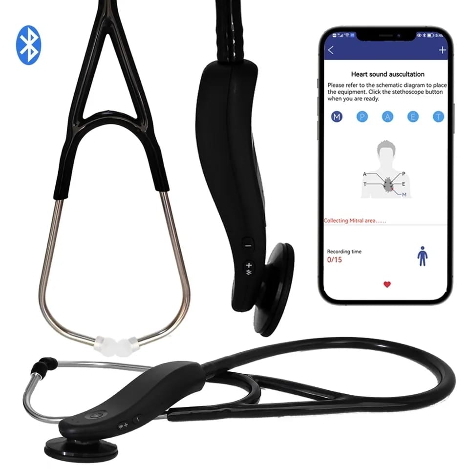 Digital Medical Bluetooth Electronic Stethoscope - Navy Blue