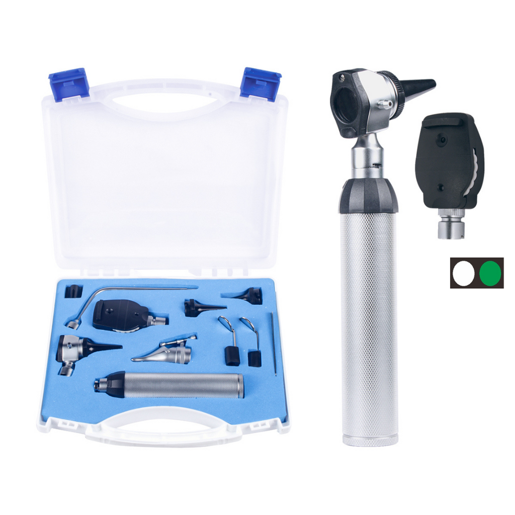 2 Aperture Diagnostic Otoscope & Ophthalmoscope Set with accessories