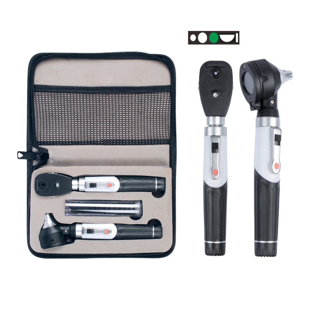 Fiber Optic Mini Otoscope and Ophthalmoscope Diagnostic Set - Five Aperture